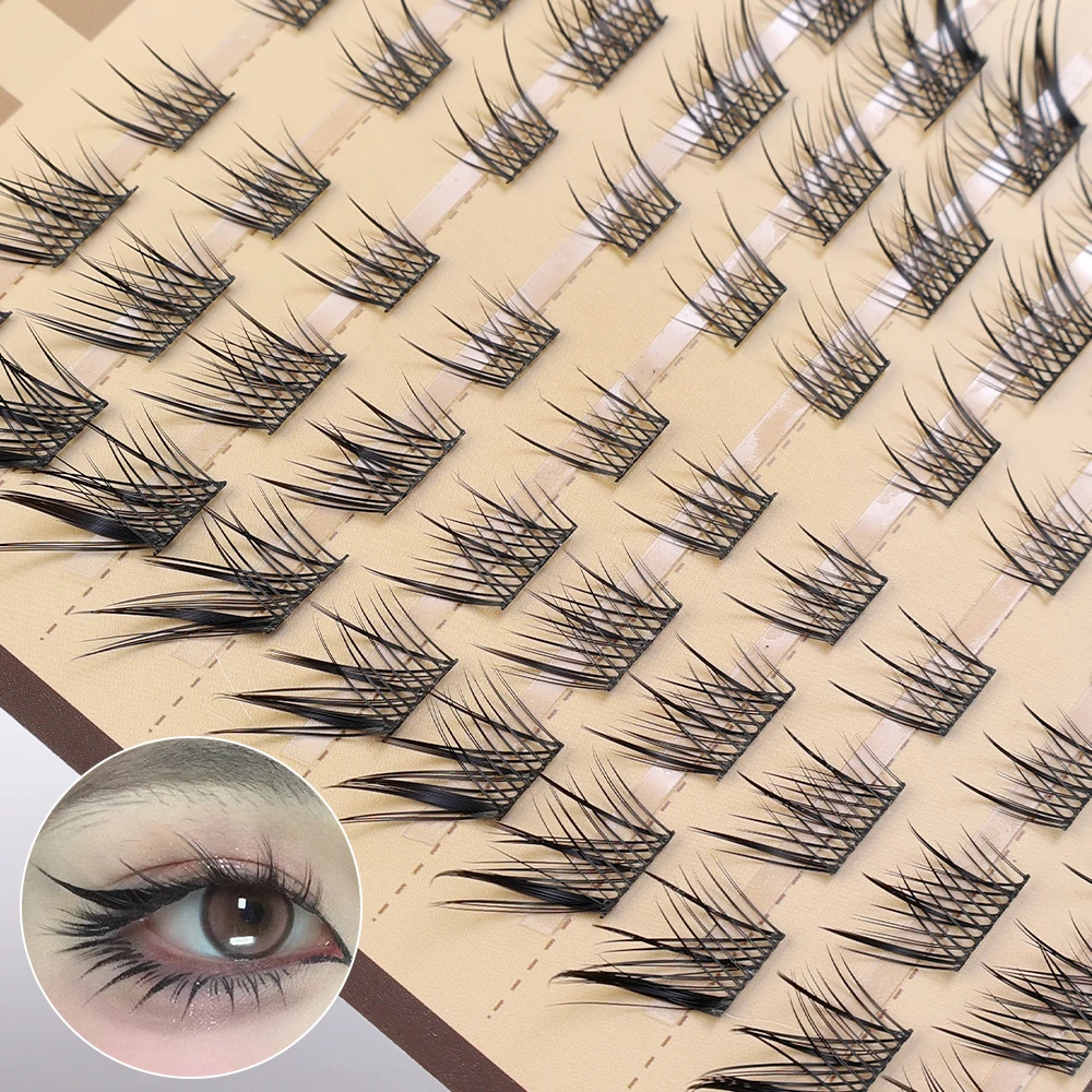 Pacotes segmentados grossos naturais, cílios postiços, ferramenta de maquiagem reutilizável, efeito Cluster Fox Eye, pacotes macios, DIY extensão dos cílios, 10 linhas