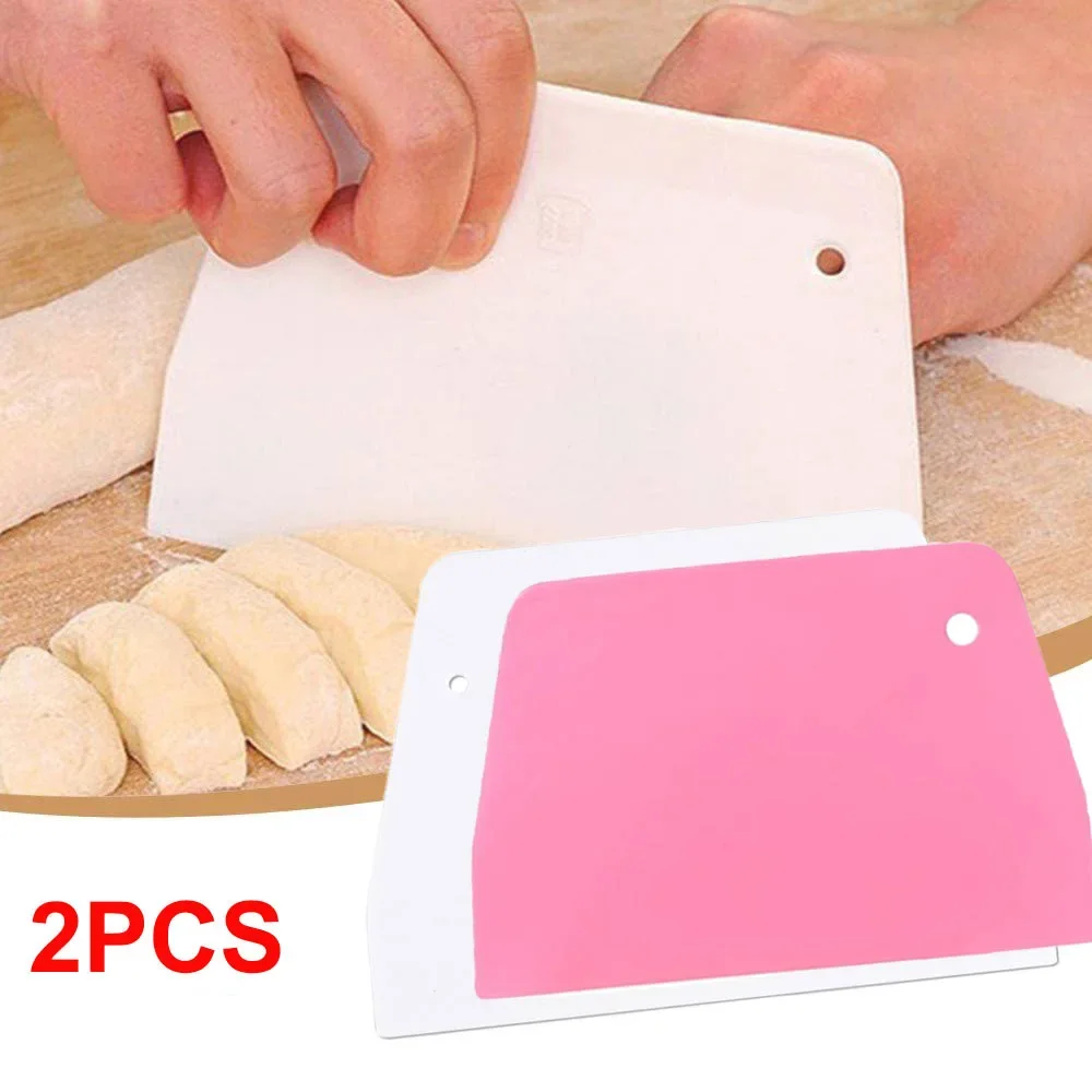 2 PCS Baking Tool Plastic Scraper DIY Pastry Cream Spatula Trapezoidal Dough Cutting Knife Cake Divider Kitchen Accessories