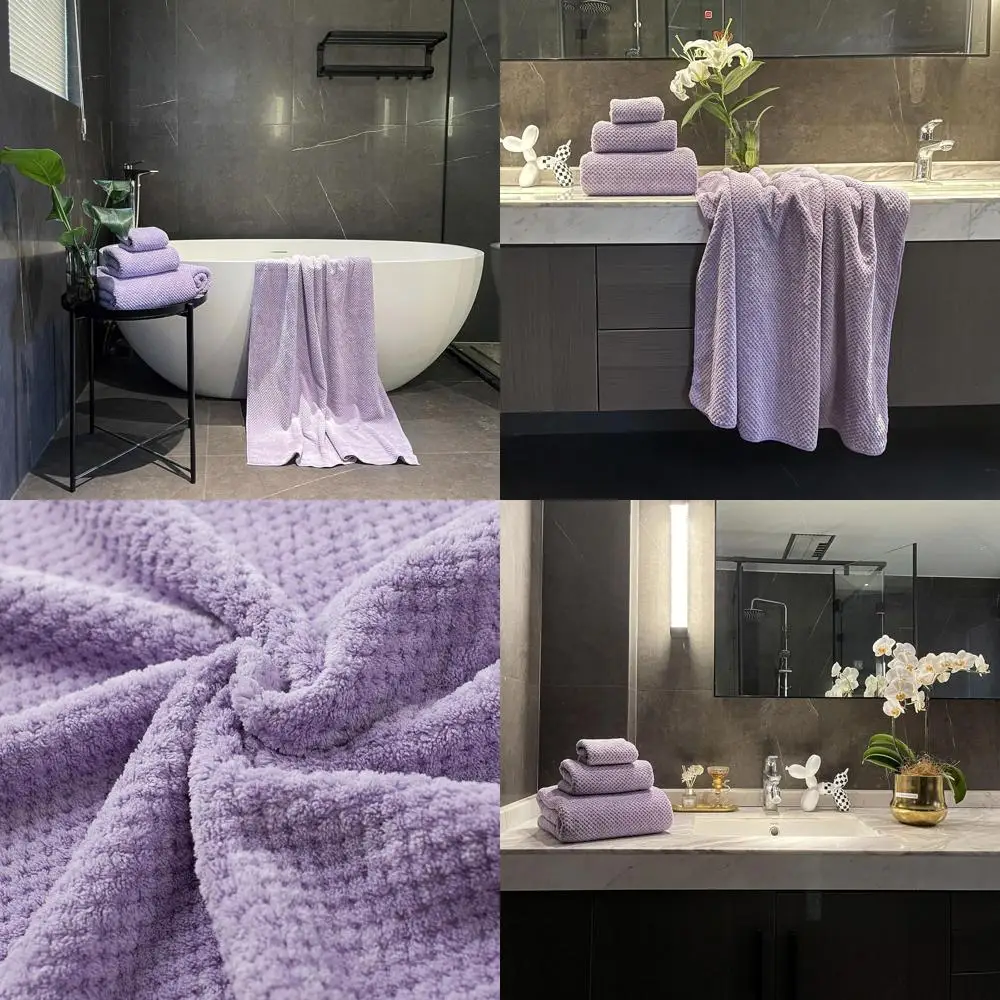 

Большие банные полотенца 40x80 дюймов для взрослых - набор из 6 лавандовых полотенец из микрофибры с быстрым высыханием и высокой впитываемостью