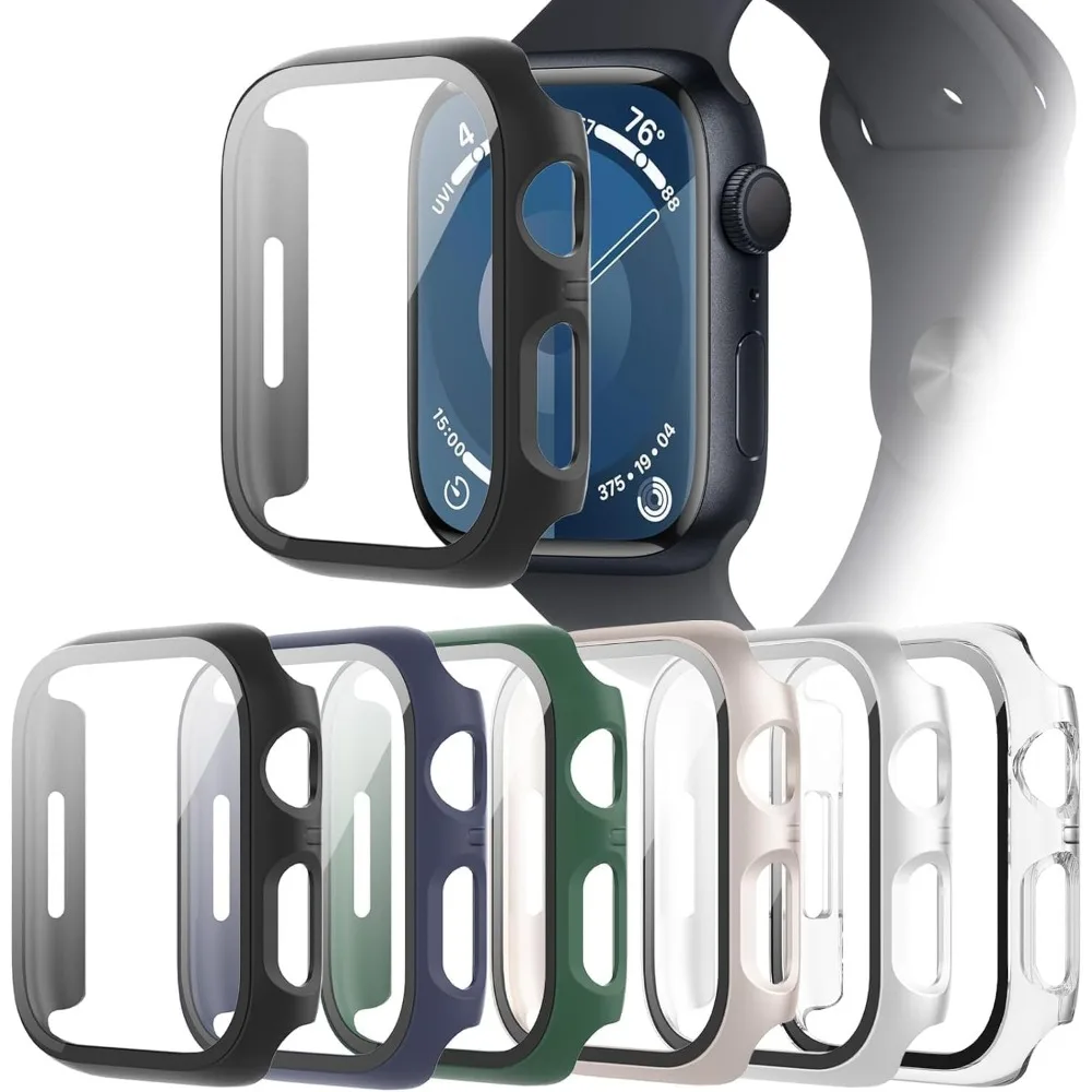 6Pack Screen Protective for Apple Watch Case Compatible with 40mm/44mm Multiple PC Full Protective Cover Suitable for Apple