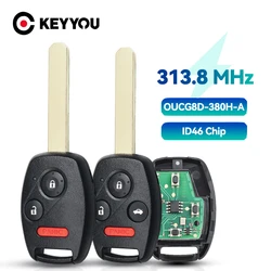 KEYYOU 3 pulsanti auto Keyless ingresso telecomando portachiavi OUCG8D-380H-A per Honda Civic CRV Jazz HRV Fob 313.8 MHz ID46 (7941) Chip