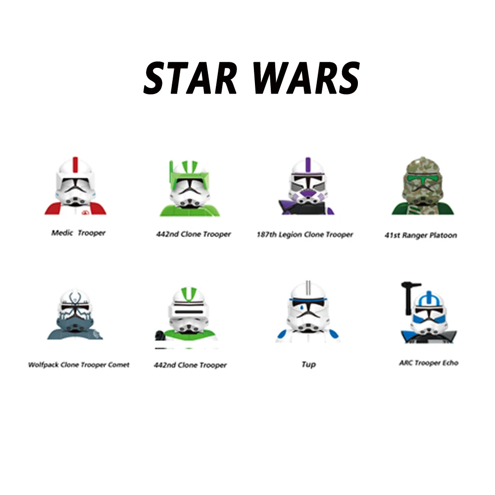 

X0344 ARC Clone Trooper Echo Tup Building Blocks 442nd 187th Legion Wolfpack Comet Brick Figure Figurines Kid Toy