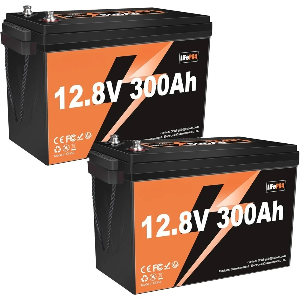 2 Packs 12V 300Ah LiFePO4 Battery 200A BMS 3840Wh Lithium Iron Phosphate Battery Up to 15000+ Deep Cycles Perfect for RV Camping