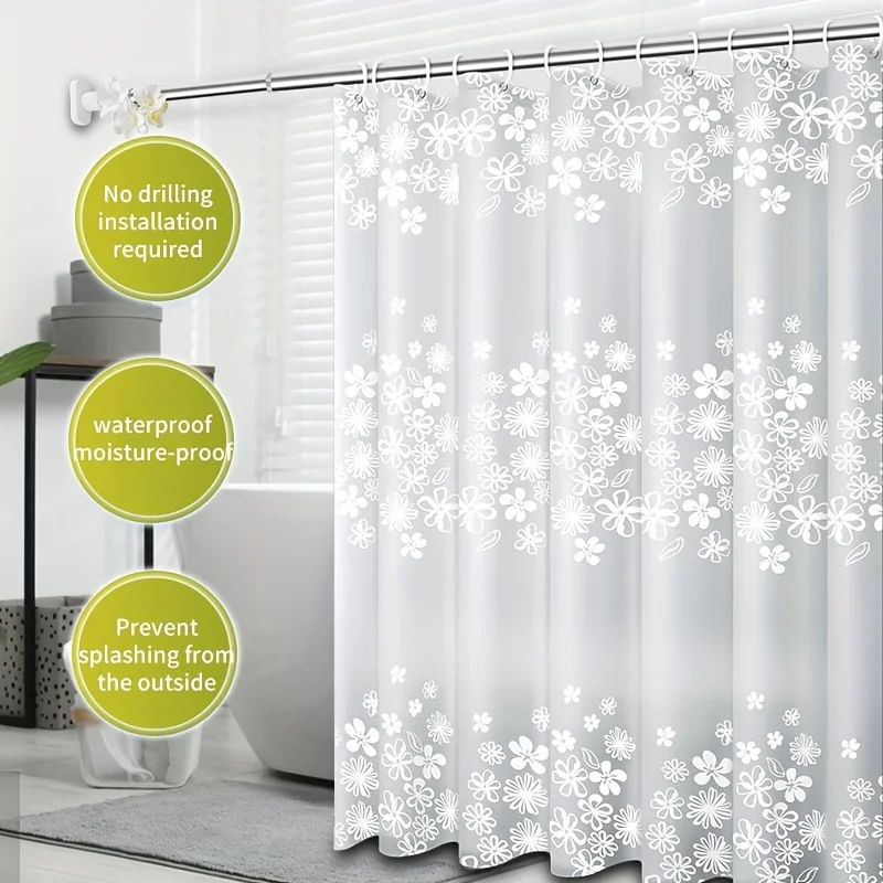 Boho Floral Print Shower Curtain Set Waterproof Breathable Bathroom Decor Curtain Liner for Master Bath Home Design