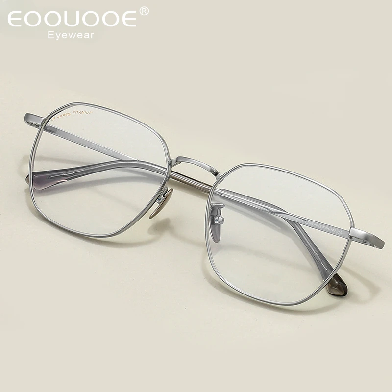 

2023 New Upscale Titanium Eyewear Women Men's Geometric Glasses Frame Gold Silver Black Myopia Hyperopia Anti-Blue Light Optical