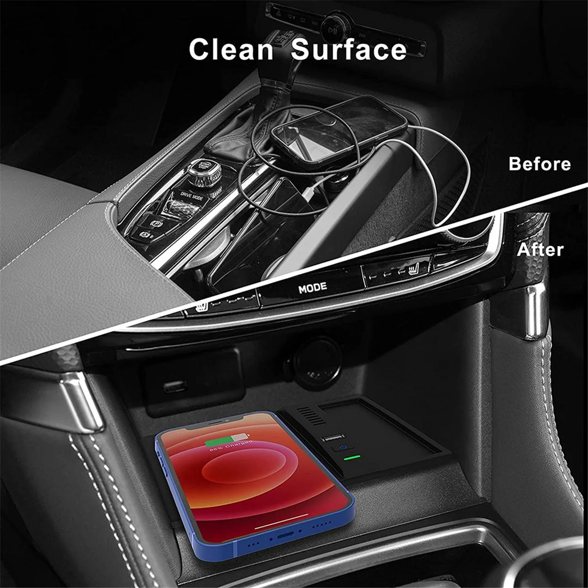 

10W Car Mat Center Console Storage Box Wireless Charger for Subaru Forester 2019-2022 Wireless Charging Pad -A05U
