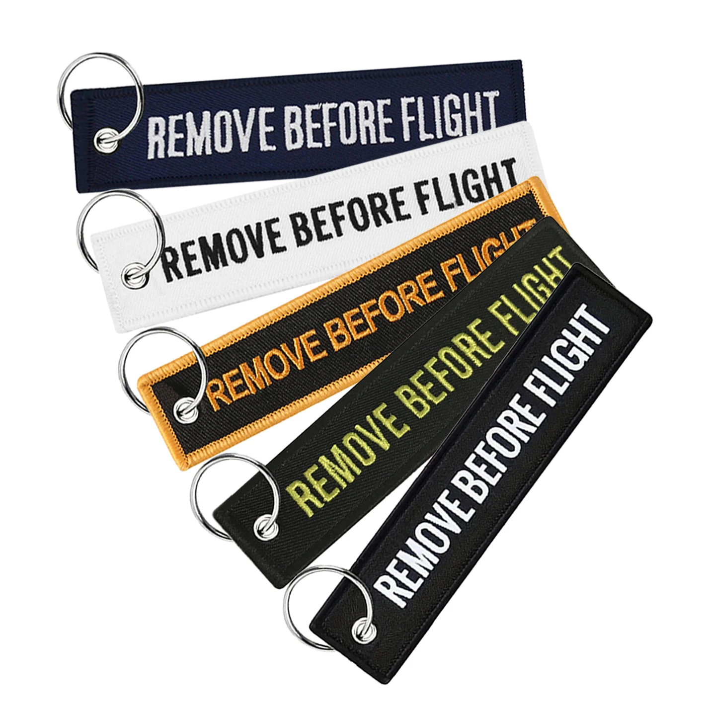 5Pcs Embroidery Key Chain Remove Before Flight Keychain for Men Aviation Gifts Luggage Tag Label Fashion Keychains