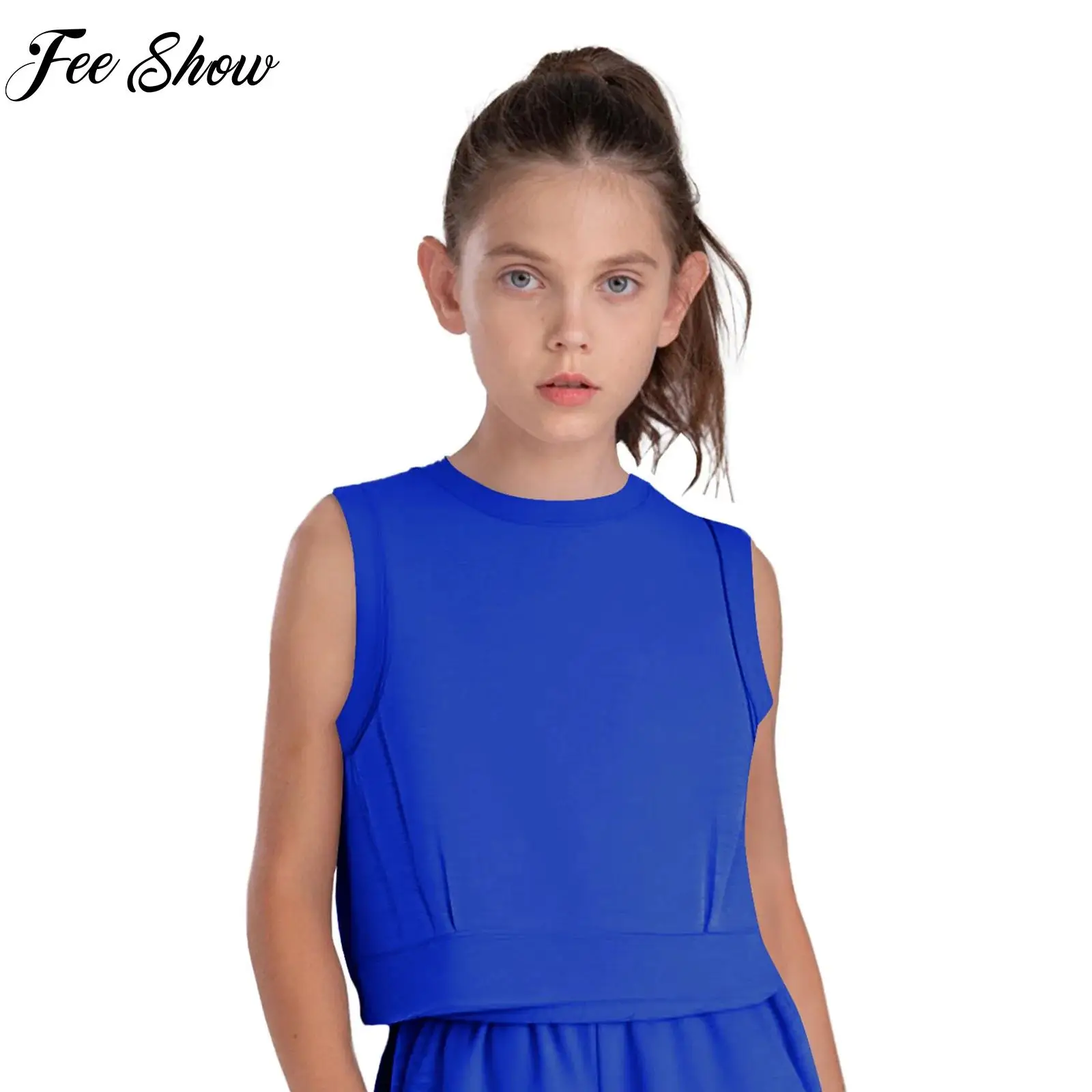 

Kids Girls Fitness Vest Sportswear Children Sleeveless Shirt T-shirt Running Jogging Workout Yoga Clothing Beachwear Sportswear