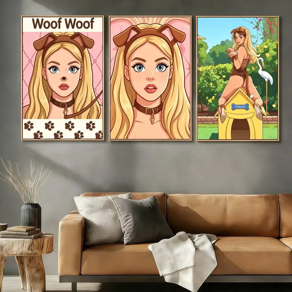 E-EuphoriaS 3 autocollants posters « Woof Woof », impression artistique rétro vintage, décoration murale HD, pour salon, bureau à domicile, cadeau, occasion spéciale