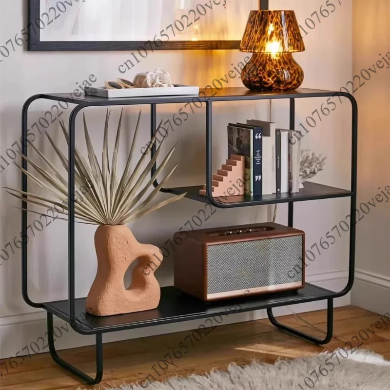 Creative Floor Bookcases Simple Iron Art Bookshelf Storage Organizer Nordic Living Room Furniture Home Sofa Display Side Cabinet