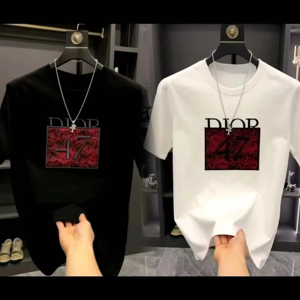 New spring summer Luxury Clothing Brand 100%Cotton shirt Classic pattern unisex high quality Short Sleeve O-Neck Tshirt