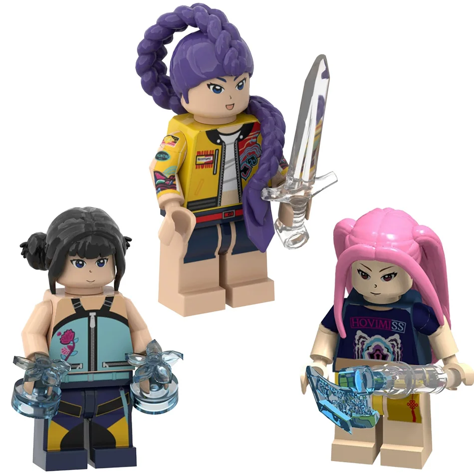 Blocs de construction de poupées de dessin animé KPOP Demon Hunters, jouet d'assemblage de figurines d'action Kawaii, jouets éducatifs pour enfants, cadeaux