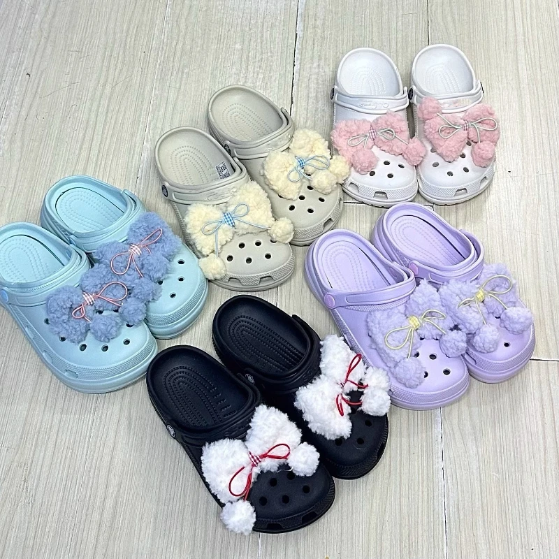 

Hot Sale Cute Candy Colored Plush Bow Hole Shoe Buckle Shoe Flower Diy Accessories Accessories Shoe Flowers For Clogs Xmas Gifts