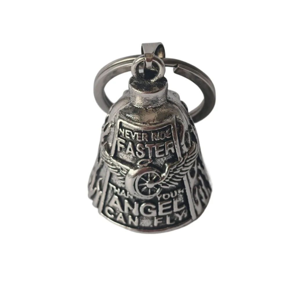 Vintage 3D Design Motorrad Wächter Glocke Retro Flügel Design Engel Anhänger Glocke Legierung Punk Stil Biker Glück Charme Männer