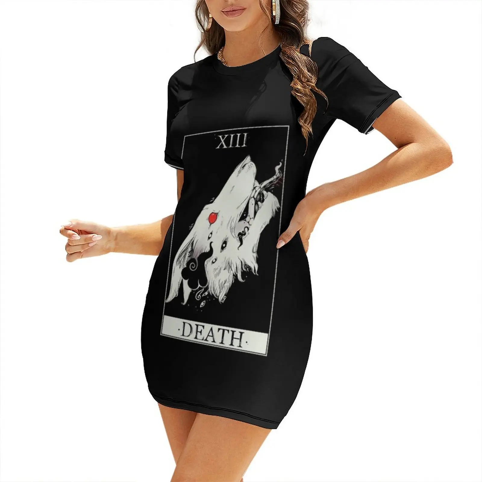 

Death Tarot Card Wolf Art Short Sleeved Dress bandage dress women clothing 2025 new arrivals