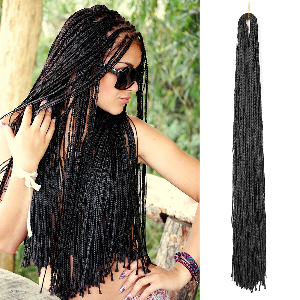 3X Pre-Looped Synthetic Zizi Braids 24/30 Inch  Thin Small Box Braid Crochet Twisted Hair Synthetic Braiding Hair Extension