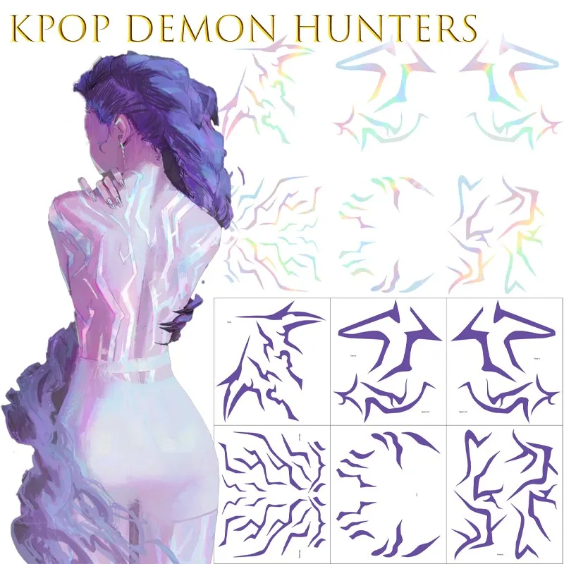 ‌‌‌AKPop Demon Hunters Rumi Cosplay Tattoo Stickers Face Decals Character Makeup Anime Outfit Cosplay Costume Party Halloween