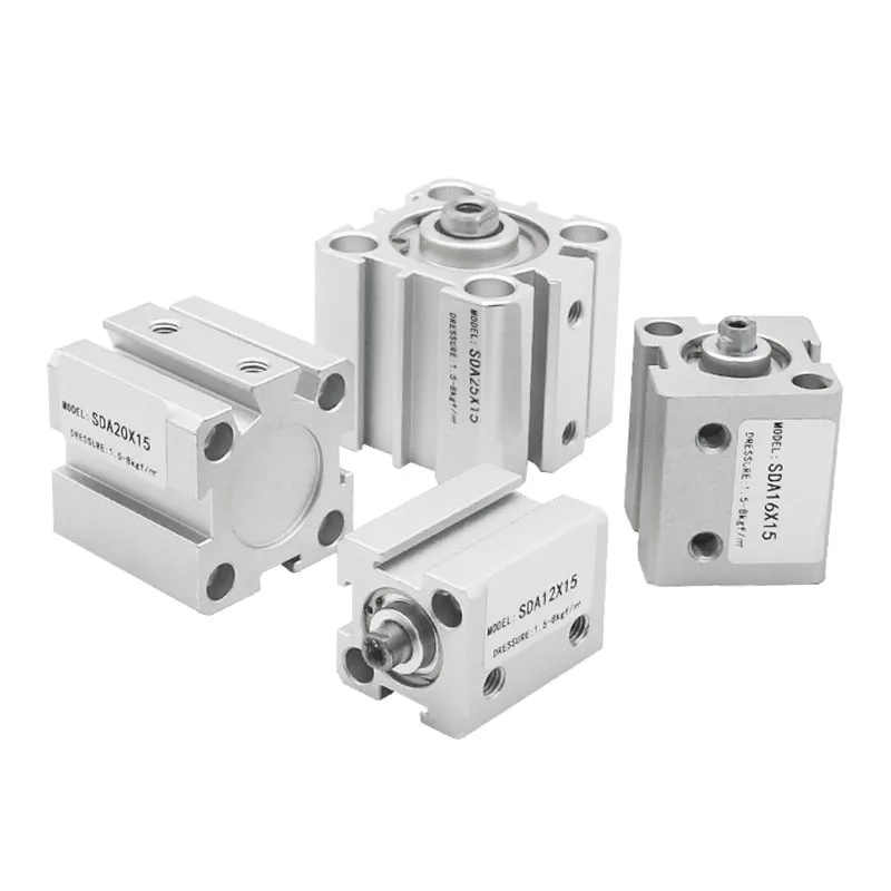 Pneumatic Cylinder SDA 12/16/20/25/32/40/50/63/80/100 Bore Series Double Acting 5-100mm Stroke Compact Thin Air Cylinders