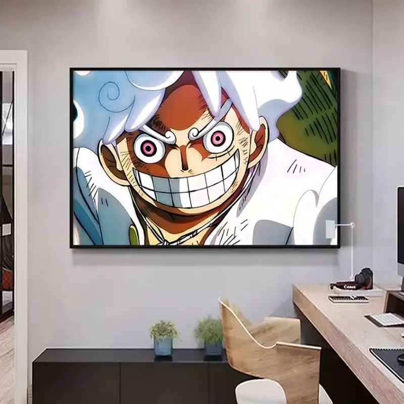 One Piece Cartoon Anime Wall Picture Frame Luffy Roronoa Zoro Wall Sticker Decorative Painting Kids Room Wall Decor