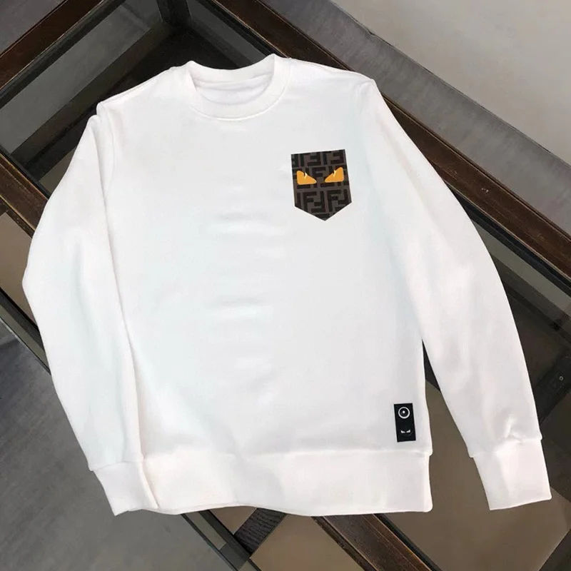 Camiseta Masculina de Manga Longa de Luxo com Estampa de Olhos de Monstro Diabinho, Gola Redonda, Estilo Casual, Nova Coleção...