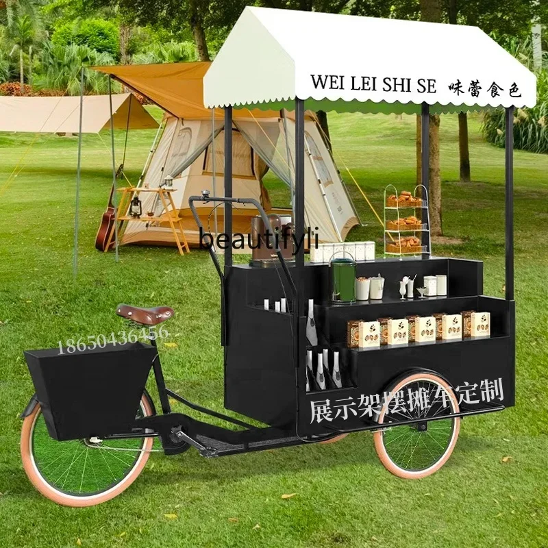 Outdoor upside down donkey tricycle dining car mobile shopping mall sales camping street stall coffee cart0420