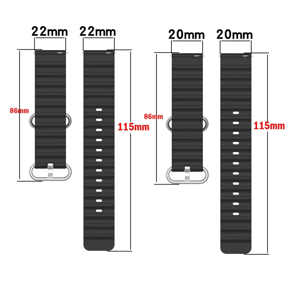 20 22mm Silicone Band For Oppo Watch X/OnePlus Watch 2 Bracelet 2PCS Correa For Galaxy Watch 4 5 6 7 40mm CMF Watch Pro 2 Strap