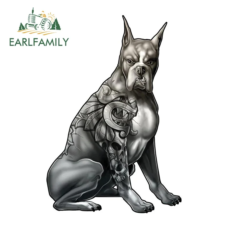 

EARLFAMILY 13cm x 8.9cm for Bull Dog Car Stickers Personality Sunscreen Decals Scratch-Proof Car Accessories Caravan Trunk Decor