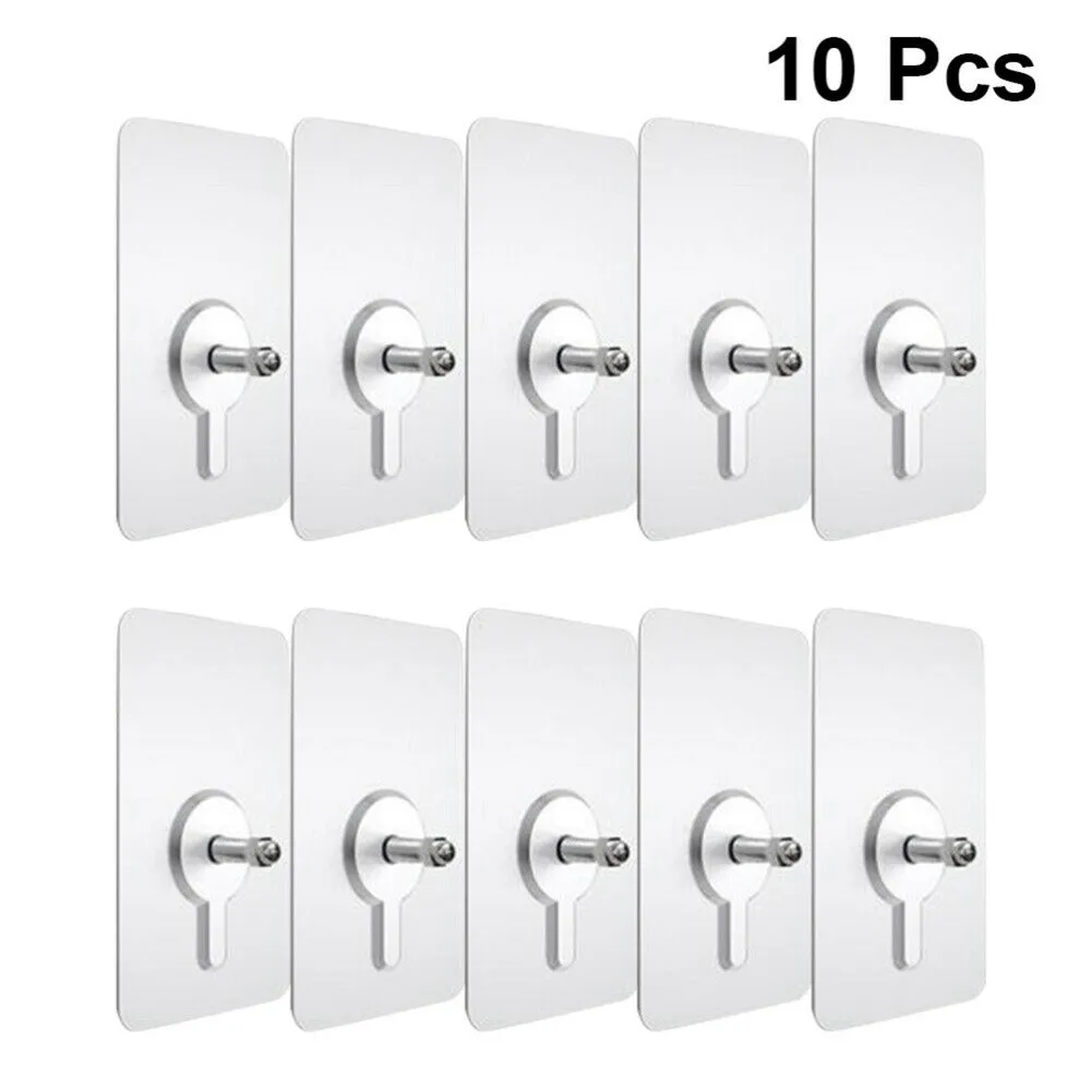 10pcs Strong Adhesive Seamless Sticky Wall Hook Nail Mounting Rack Screw Rod Non Marking Screw Stickers Wall Picture Hook Kits