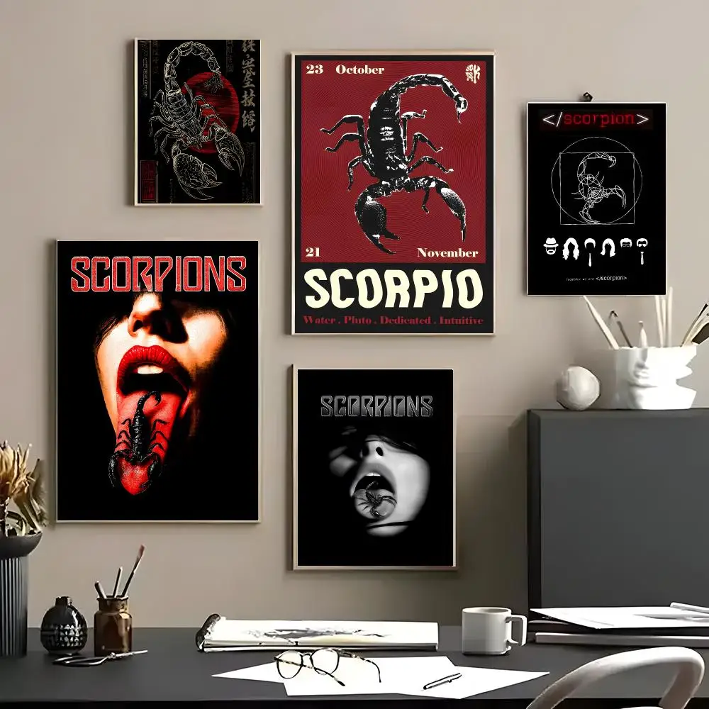 Band Scorpions Poster Aesthetic Self‑Adhesive Waterproof Wall Art Print Home Decor for Bedroom Living Room Bar