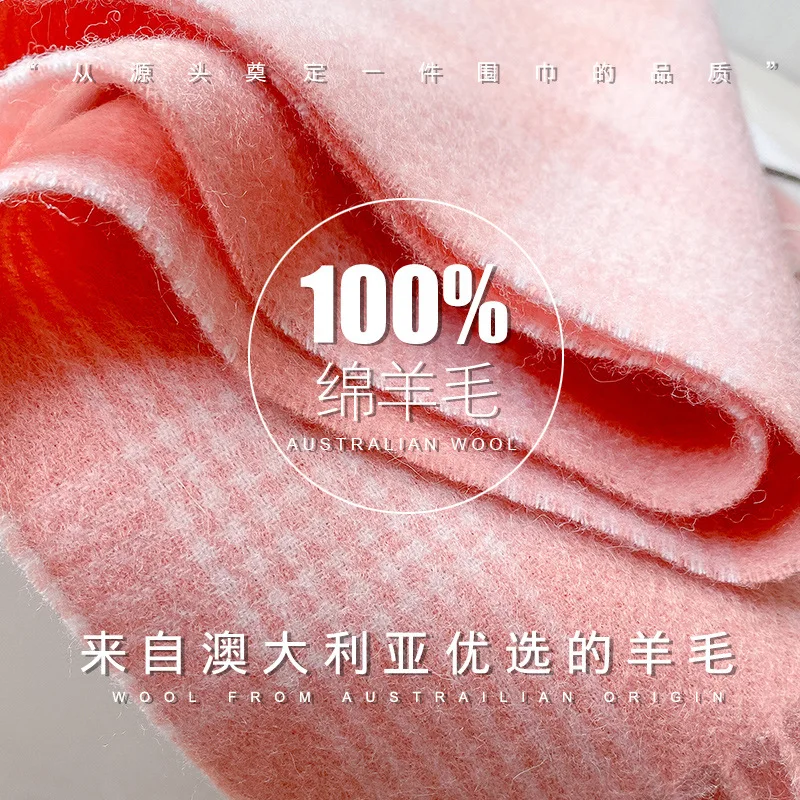 Luxury 100% Wool Winter Thick Warm Plaid Scarf For Women Fashion Soft Wrap Bandana Blanket Sweet Student Wool Neckerchief