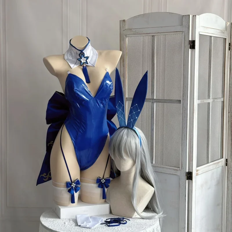 XT8Shinano تأثيري حلي الأزرق Azur Lane الفتيات الجلود ارتداءها بذلة هالوين ازياء شينانو الأرنب البدلة @ XT6!