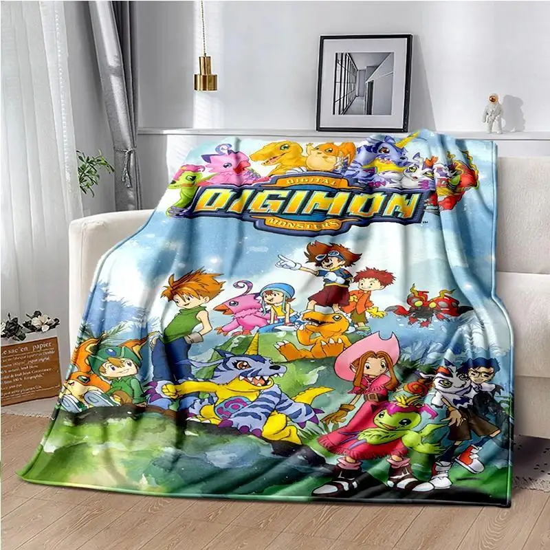 

Japane Cartoon D-Digimon Throws Blanket Sofa Hiking Picnic Super Soft Quilt Bed Thermal Cute Anime Flannel Custom blankets