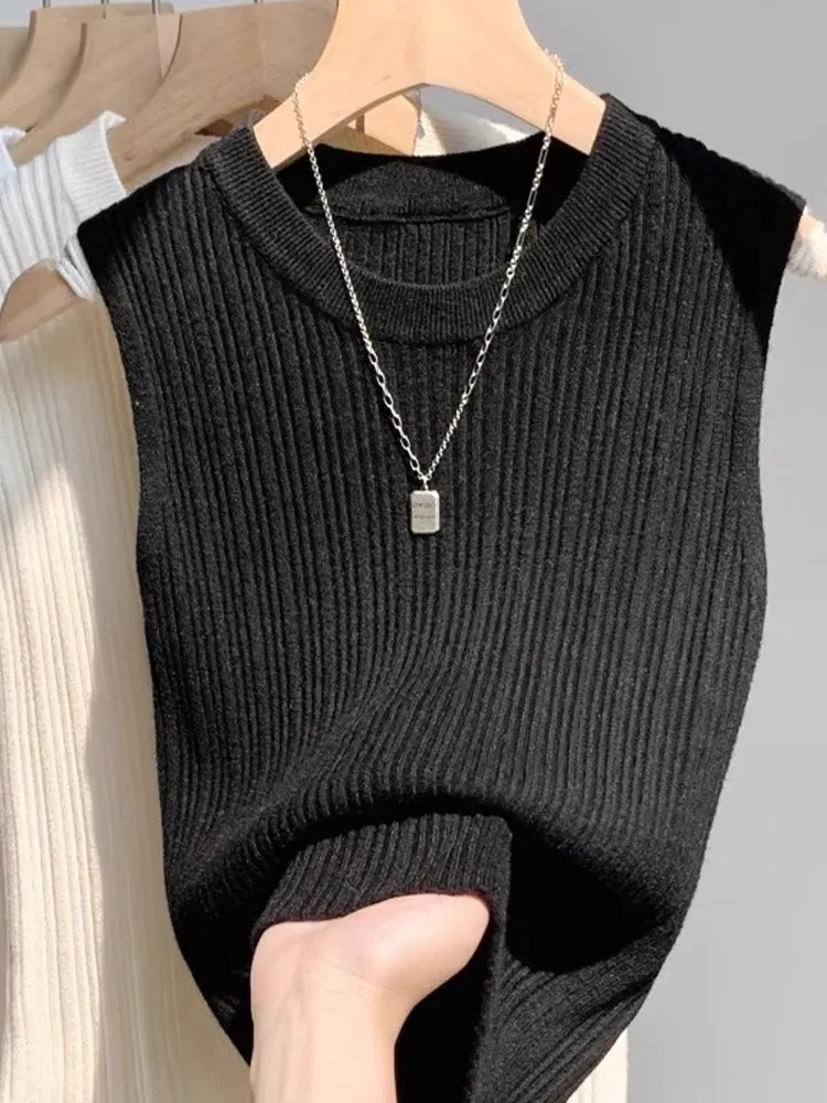 شيك محبوك سترة Svel عادية تخفيف الراقية الإحساس ملابس داخلية الخريف الشتاء Sle قاعدة irt الشعرية لين العلامة التجارية