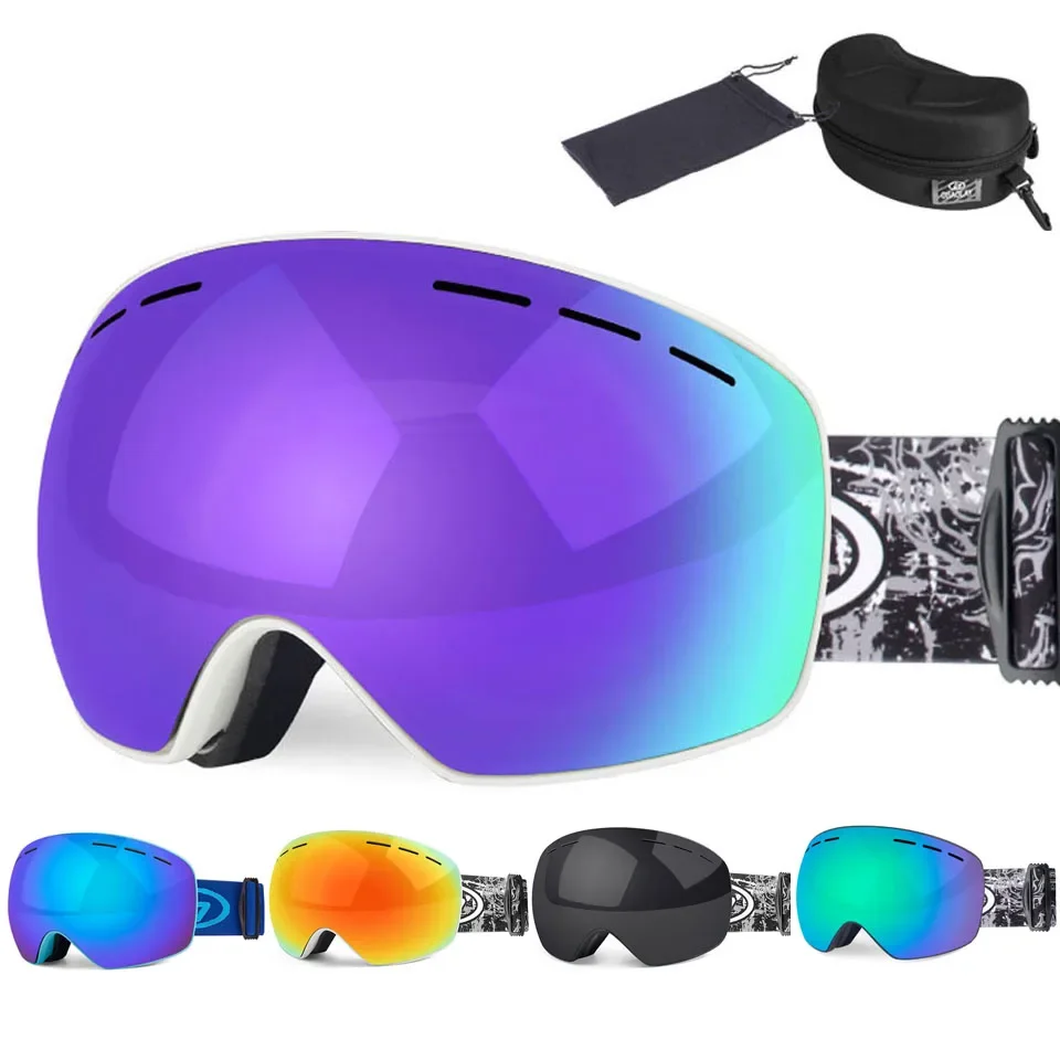 Fashion Ski Goggles Set Double Layers UV400 Anti-fog Big Ski Mask Glasses Skiing Snow Snowboard Goggles Men Women Ski Eyewear