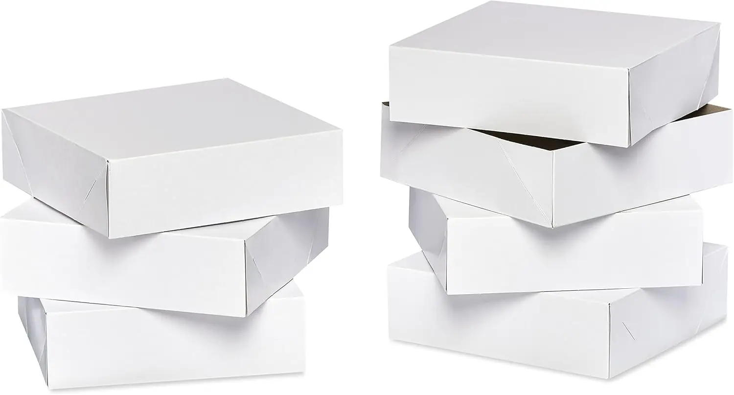 

6 Pack White Square Gift Boxes with Lids, 9x9x2.75 Inches, for Birthdays, Holidays & More