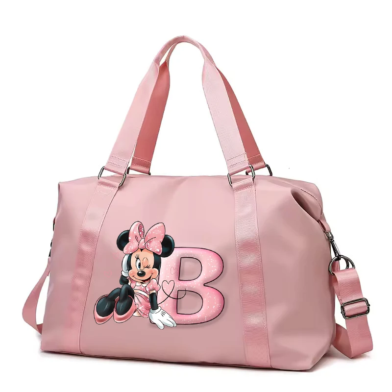 ميكي ميني ماوس حقيبة الأمتعة رسالة A-Z سعة كبيرة اللياقة البدنية حقيبة يد امرأة الموضة الكرتون ملابس السفر أكياس تخزين الأحذية