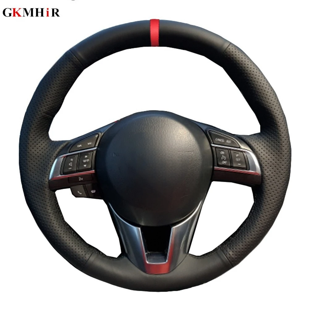 Car Steering Wheel Cover Black Artificial Leather Red Marker For Mazda CX-5 CX5 Atenza 2014 New Mazda 3 CX-3 2016 Scion iA 2016