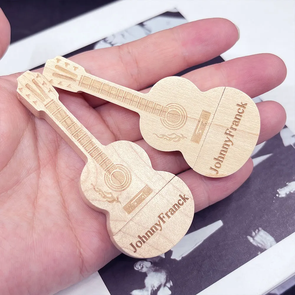 20 шт./лот, деревянная гитарная ручка, USB-флешка, флэш-накопитель, 4 ГБ, 16 ГБ, 32 ГБ, 64 ГБ, 128 ГБ, Cle USB, бесплатный логотип