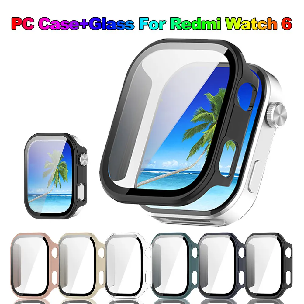 Glass + PC Case For Xiaomi Redmi Watch 6 Screen Protector Tempered Glass Bumper Protection Cover Protective Shell Accessories