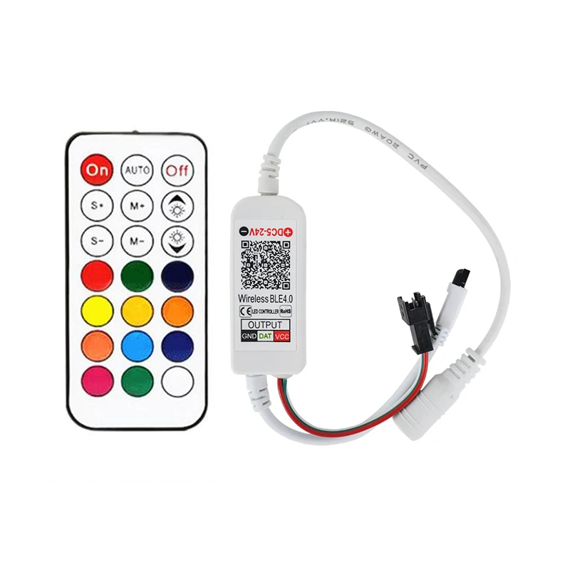 21 Keys Bluetooth Mini Phantom Controller 5-24V Full Color Running Water RGB Phantom Infrared Controller