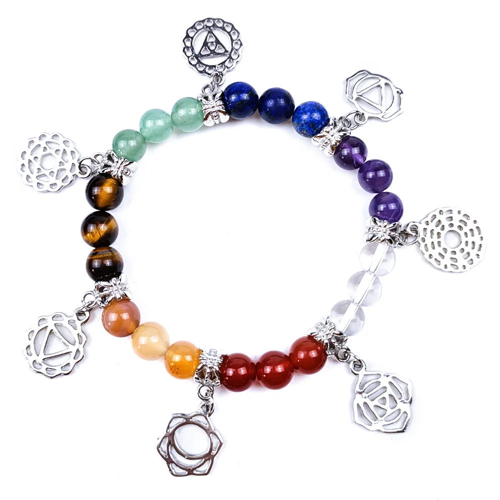 SN1547 New Design 7 Chakra Bracelet Natural Gemstone Women`s Yoga Wrist Mala Handmade Buddha Jewelry