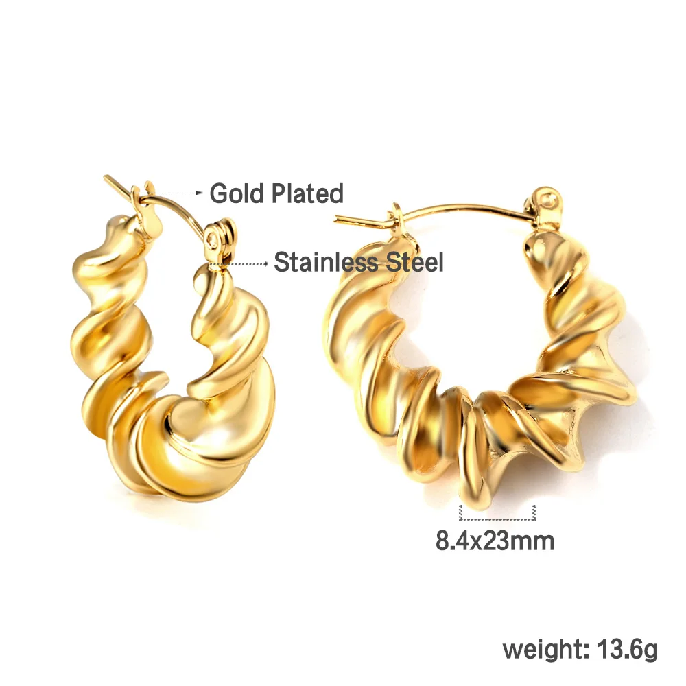 LUXUSTEEL Half Circle Opening Earrings Minimalist Stainless Steel Hoop Earrrings for Women Earring Girls Party Jewelry Gifts