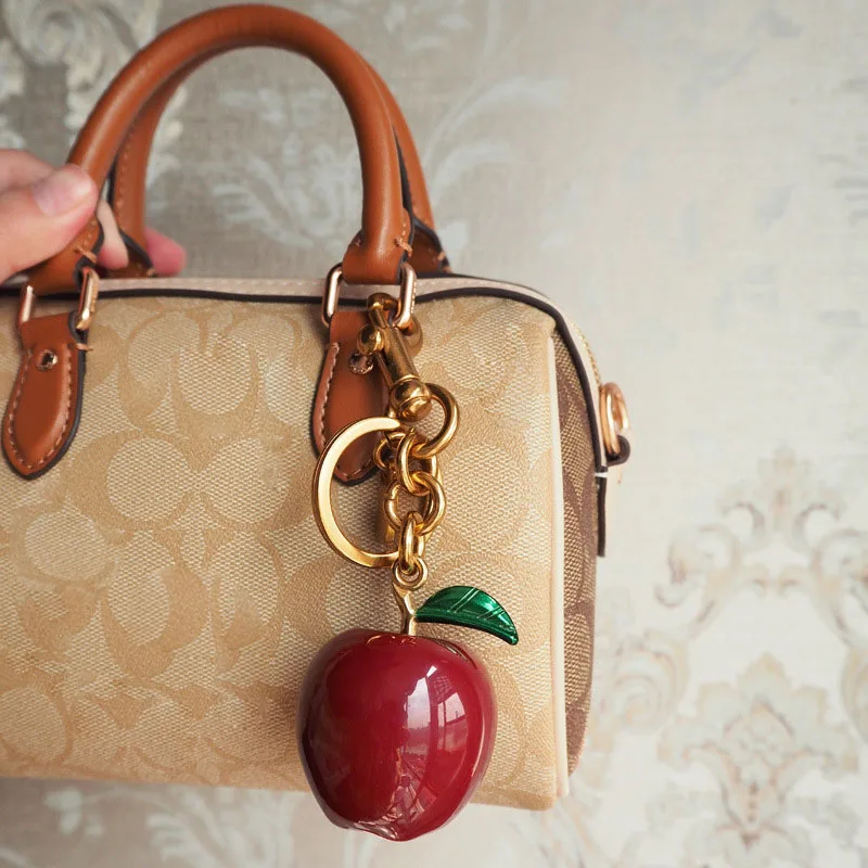 حقيبة فاكهة التفاح سحر مفتاح سلسلة ملحق محفظة سحر الهدايا للنساء
