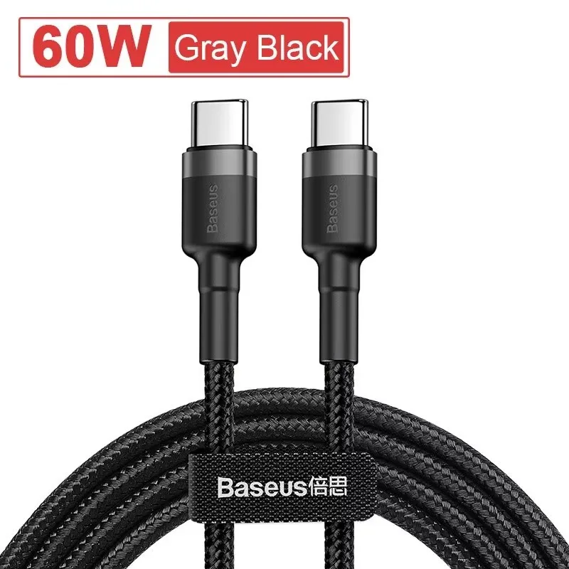 베이스어스 60W PD 고속 충전 타입 C 케이블 (아이폰 16, 17 Pro Max, 아이패드용) 100W 속도의 내구성 강한 나일론 편조 코드