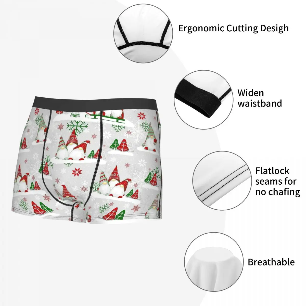 Men Merry Christmas Gnomes Boxer Shorts Panties Soft Underwear Nordic New Year Homme Humor Plus Size Underpants