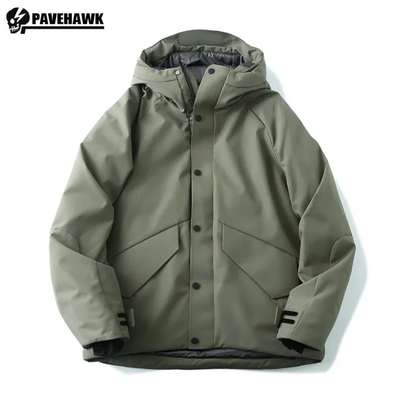 Waterproof Men Hooded Down Jacket Winter Outdoors Cold-proof Wind-resistant Warm Lightweight Coat Casual Loose Puffer Jacket