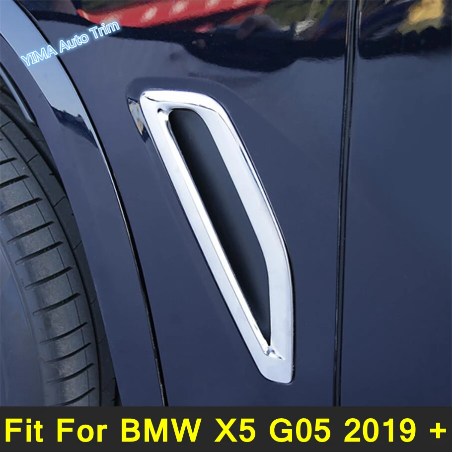 

Chrome Auto Outside Body Fender Leaf Air Condition Vent Outlet Decor Sticker Accessories Cover Trim For BMW X5 G05 2019 - 2024