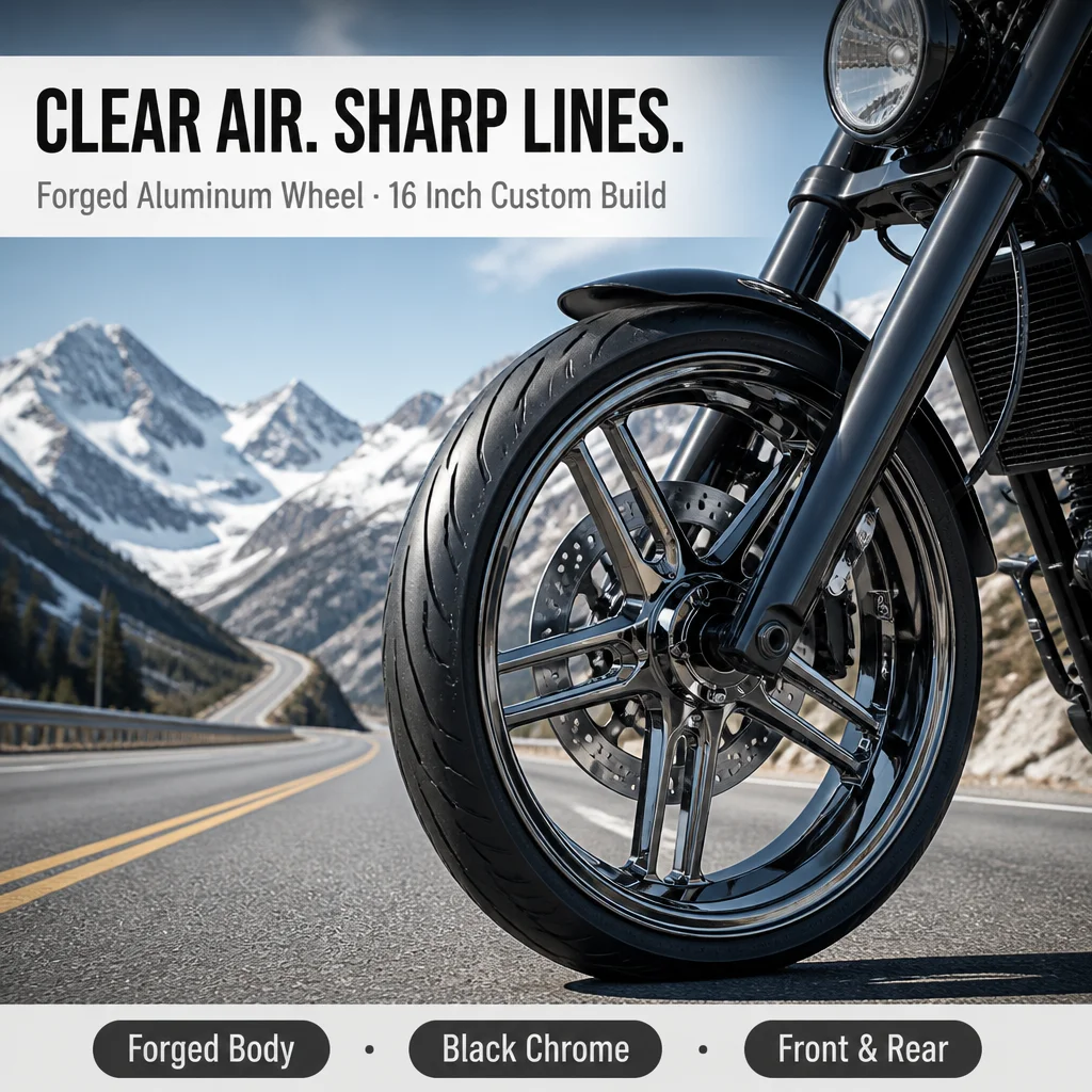 Motorcycle Rim 16 Inch Forged Aluminum Alloy Custom Black Chrome Front Rear Wheel 5 6 Hole Retrofit Upgrade Rim