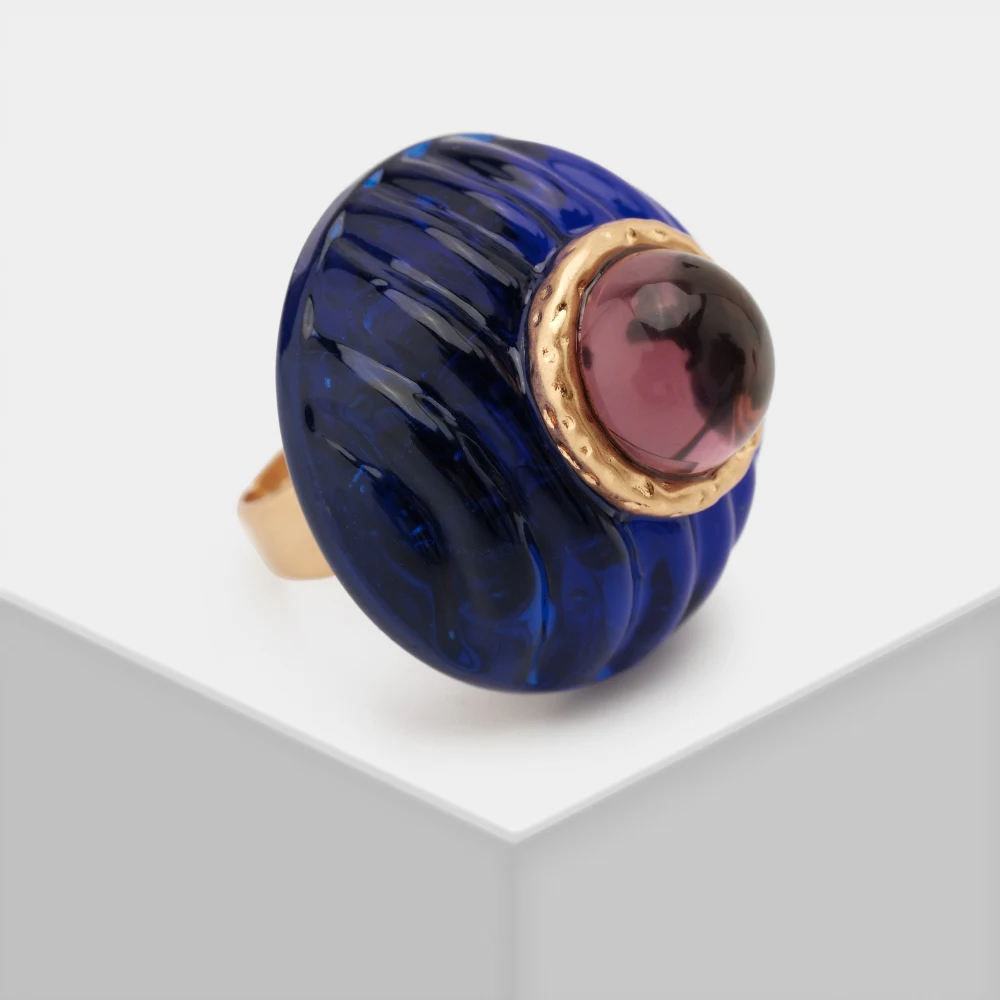 Amorita boutique Women NEW Big Coloured Glaze Gem Lantern Adjustable Ring