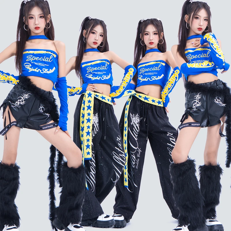 

Group Performance K-pop Outfits Kids Cool Hip Hop Clothing Girls Jazz Dance Suits Children'S Stage Dance Costumes XS10802
